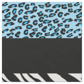 Leopard Print, Zebra Print, Animal Print, Blue Stoff (Nahaufnahme)
