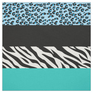 Leopard Print, Zebra Print, Animal Print, Blue Stoff
