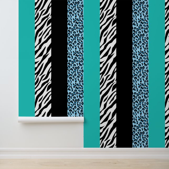 Leopard Print, Zebra Print, Animal Print, Blue Tapete (Anwendung)