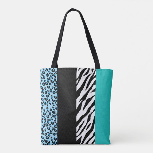 Leopard Print, Zebra Print, Animal Print, Blue Tasche (Rückseite)