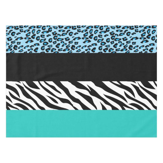Leopard Print, Zebra Print, Animal Print, Blue Tischdecke (Vorderseite (Horizontal))