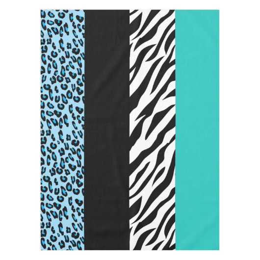 Leopard Print, Zebra Print, Animal Print, Blue Tischdecke (Vorderseite)