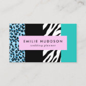 Leopard Print, Zebra Print, Animal Print, Blue Visitenkarte (Vorderseite)