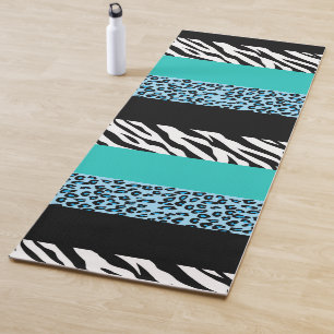 Leopard Print, Zebra Print, Animal Print, Blue Yogamatte