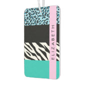 Leopard Print, Zebra Print, Blau, Ihr Name Autolufterfrischer (Links)