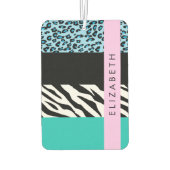 Leopard Print, Zebra Print, Blau, Ihr Name Autolufterfrischer (Rückseite)