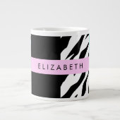 Leopard Print, Zebra Print, Blau, Ihr Name Jumbo-Tasse (Vorderseite)