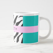 Leopard Print, Zebra Print, Blau, Ihr Name Jumbo-Tasse (Rechts)