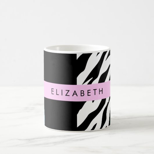 Leopard Print, Zebra Print, Blau, Ihr Name Kaffeetasse (Mittel)