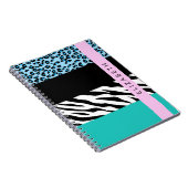 Leopard Print, Zebra Print, Blau, Ihr Name Notizblock (Rechte Seite)