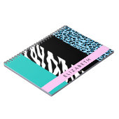 Leopard Print, Zebra Print, Blau, Ihr Name Notizblock (Linke Seite)
