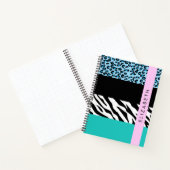 Leopard Print, Zebra Print, Blau, Ihr Name Notizblock (Innenseite)