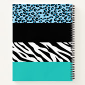 Leopard Print, Zebra Print, Blau, Ihr Name Notizblock (Rückseite)