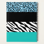 Leopard Print, Zebra Print, Blau, Ihr Name Planer (Rückseite)