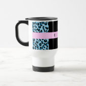Leopard Print, Zebra Print, Blau, Ihr Name Reisebecher (Links)