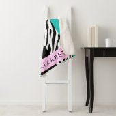 Leopard Print, Zebra Print, Blau, Ihr Name Sherpadecke (Beispiel)