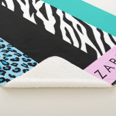 Leopard Print, Zebra Print, Blau, Ihr Name Sherpadecke (3/4)