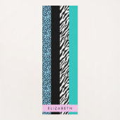 Leopard Print, Zebra Print, Blau, Ihr Name Yogamatte (Vorderseite)