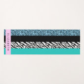 Leopard Print, Zebra Print, Blau, Ihr Name Yogamatte (Vorderseite (Horizontal))
