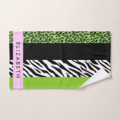 Leopard Print, Zebra Print, Green, Ihr Name Badhandtuch Set (Handtuch)
