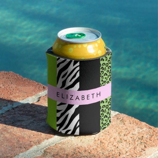 Leopard Print, Zebra Print, Green, Ihr Name Dosenkühler (In Situ Pool)