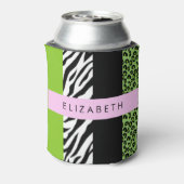 Leopard Print, Zebra Print, Green, Ihr Name Dosenkühler (Kanne Rückseite)