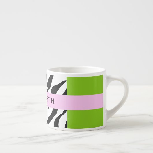 Leopard Print, Zebra Print, Green, Ihr Name Espressotasse (Rechts)