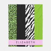 Leopard Print, Zebra Print, Green, Ihr Name Fleecedecke (Vorderseite)
