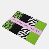 Leopard Print, Zebra Print, Green, Ihr Name Fußmatte (Schrägansicht)