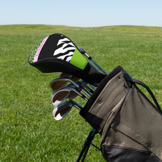 Leopard Print, Zebra Print, Green, Ihr Name Golf Headcover (In SItu)