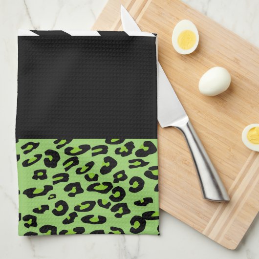 Leopard Print, Zebra Print, Green, Ihr Name Handtuch (Viertel Falte)