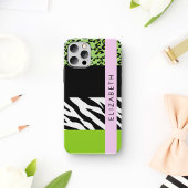 Leopard Print, Zebra Print, Green, Ihr Name iPhone Hülle
