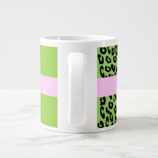 Leopard Print, Zebra Print, Green, Ihr Name Jumbo-Tasse (Rückseite)