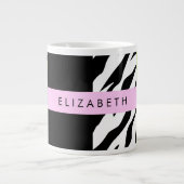 Leopard Print, Zebra Print, Green, Ihr Name Jumbo-Tasse (Vorderseite)