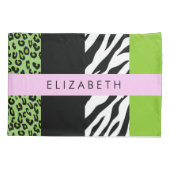 Leopard Print, Zebra Print, Green, Ihr Name Kissenbezug (Rückseite)