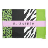 Leopard Print, Zebra Print, Green, Ihr Name Kissenbezug (Vorderseite)