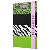 Leopard Print, Zebra Print, Green, Ihr Name Klemmbrett (Links)