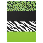 Leopard Print, Zebra Print, Green, Ihr Name Klemmbrett (Rückseite)