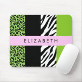 Leopard Print, Zebra Print, Green, Ihr Name Mousepad (Mit Mouse)