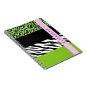 Leopard Print, Zebra Print, Green, Ihr Name Notizblock (Rechte Seite)