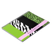 Leopard Print, Zebra Print, Green, Ihr Name Notizblock (Linke Seite)