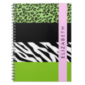 Leopard Print, Zebra Print, Green, Ihr Name Notizblock (Vorderseite)