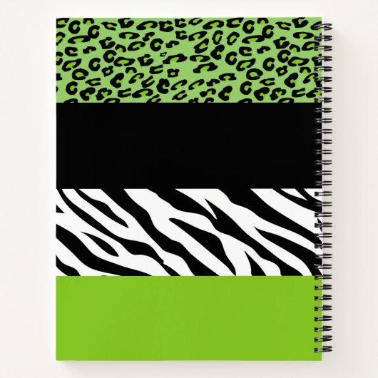 Leopard Print, Zebra Print, Green, Ihr Name Notizblock (Rückseite)