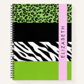 Leopard Print, Zebra Print, Green, Ihr Name Notizblock (Vorderseite)