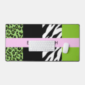 Leopard Print, Zebra Print, Green, Ihr Name Schreibtischunterlage (Tastatur & Maus)