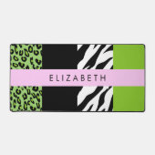 Leopard Print, Zebra Print, Green, Ihr Name Schreibtischunterlage (Vorderseite)