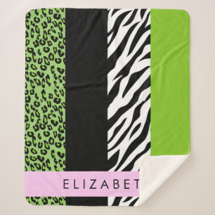 Leopard Print, Zebra Print, Green, Ihr Name Sherpadecke