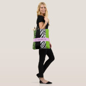 Leopard Print, Zebra Print, Green, Ihr Name Tasche (Am Model)