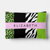 Leopard Print, Zebra Print, Green, Ihr Name Zubehörtasche (Vorderseite)