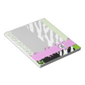 Leopard Print, Zebra Print, grün, Monogramm Notizblock (angewinkelt)
